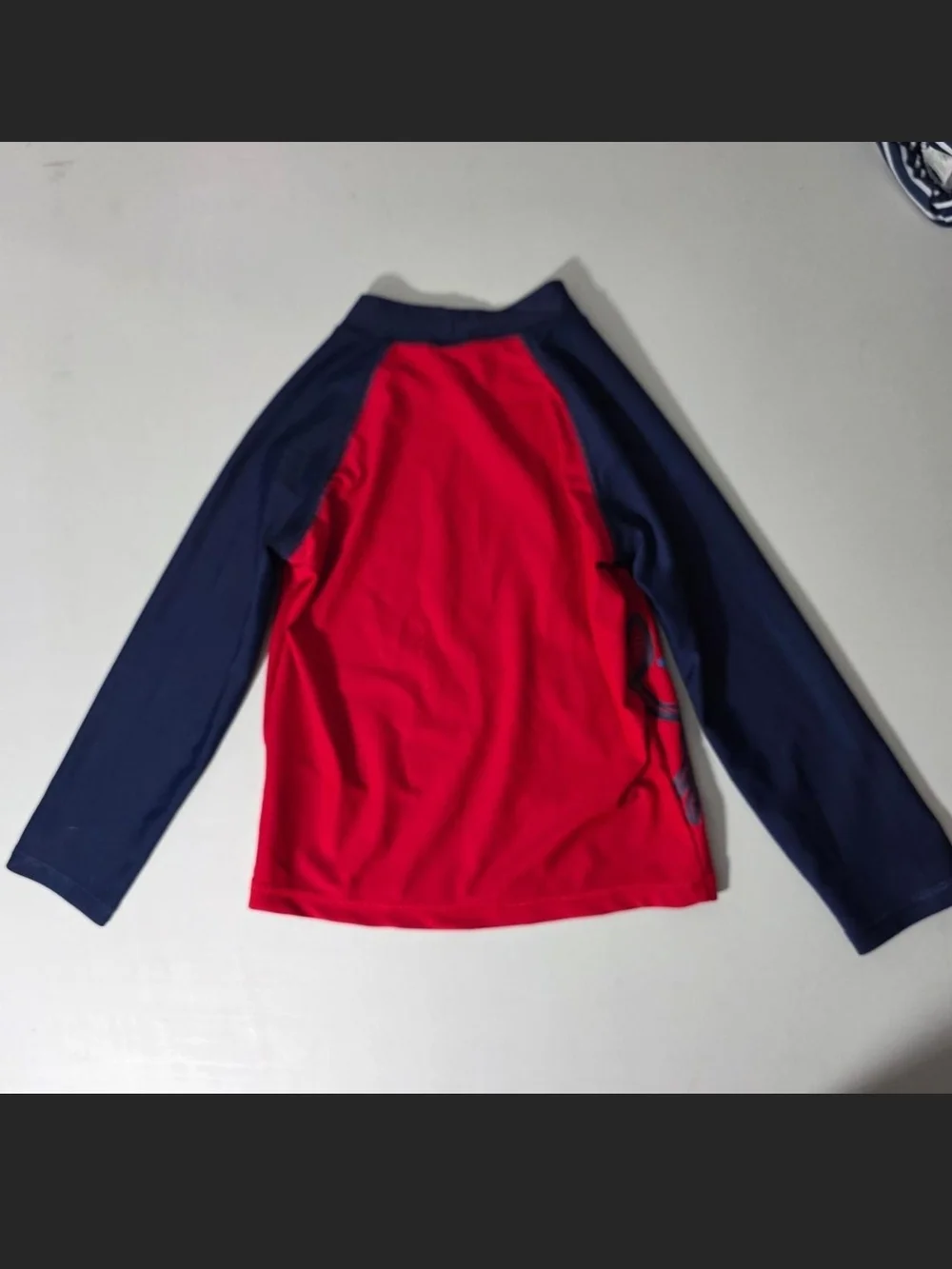 Kids' Red and Navy Long-Sleeve Rash Guard Swim Top